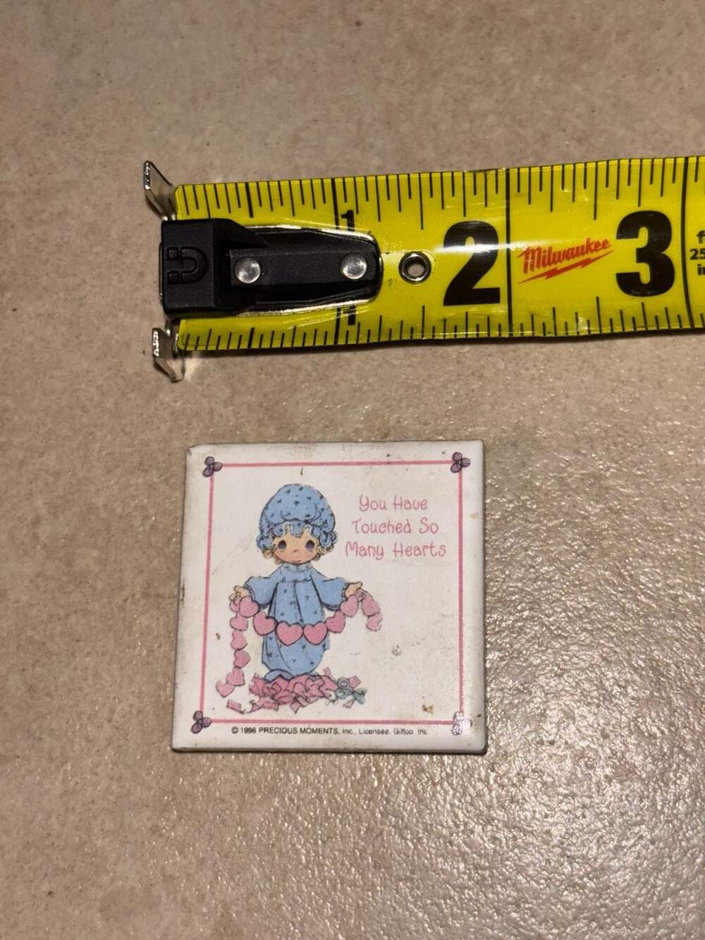 Precious Moments "You Have Touched So Many Hearts" 2" Ceramic Tile Magnet 1996